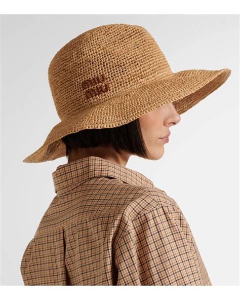 miu miu raffia|Natural/gem Raffia Hat .